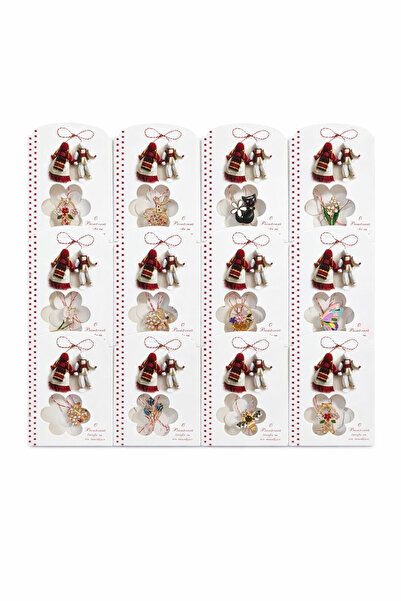 OEM Set de 24 broșe Mărțișor, 11x7 cm, modele mixte Animale / Obiecte / Flori...