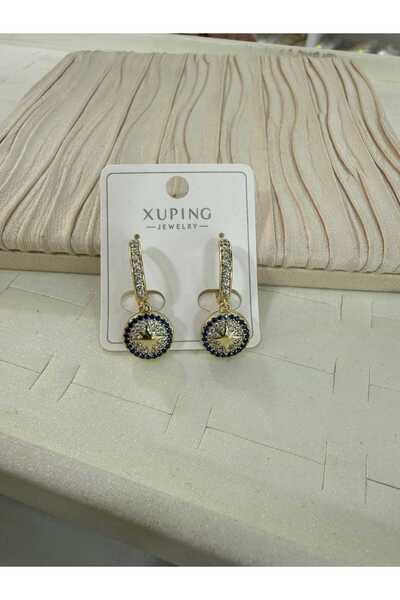 ella'nın çarşısı أقراط شوبينغ من الفولاذ مع حجر الزركون وخرز العين الشريرة ال...