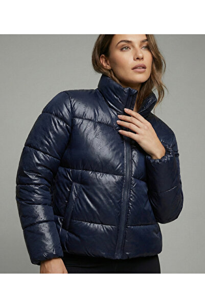 puerpuellamoda Kadın Trend Su İtici Özellikli Dik Yaka Paraşüt Kumaş Kalın Ka...