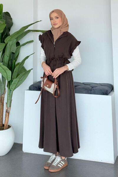 Hazamoda Emma Vest Set Skirted Modal Set Brown