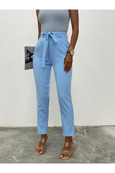 nedo7 Belted Ankle Pants - Baby Blue