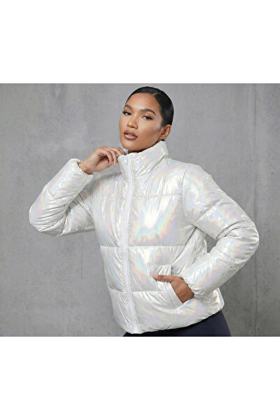 puerpuellamoda Kadın Trend Su İtici Özellikli Dik Yaka Paraşüt Kumaş Kalın Ka...