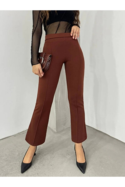 nedo7 Elastic Waist Lycra Spanish Trousers - Brown