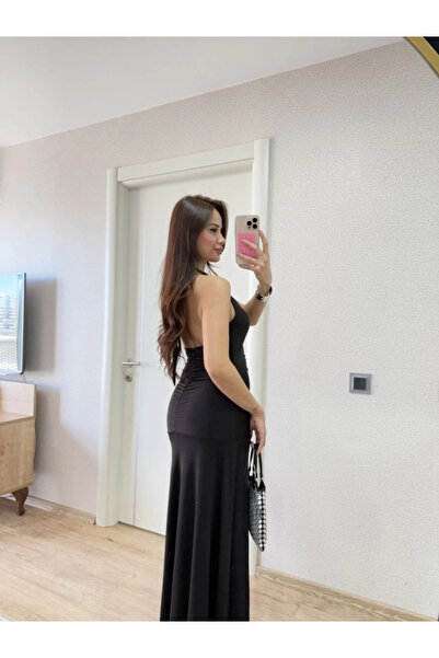 nedo7 Backless Long Sleeve Dress - Black