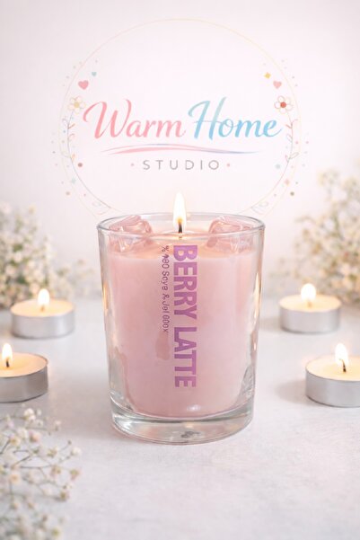 WarmHome Studio Warm Home Studıo BerryLatte Jel Mum | Çilek Kokulu | Dekorati...