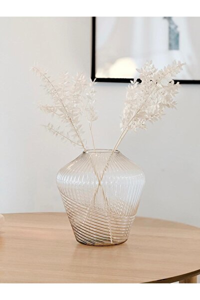 Hestia Home Çizgili Geniş Cam Vazo