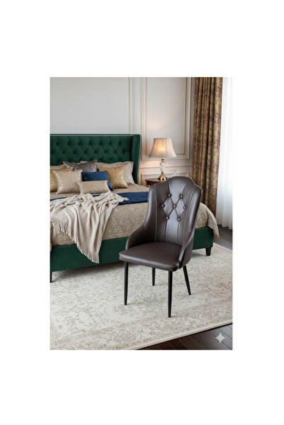 LAOBAN Modern PU Leather Dining Chair, High Back with Soft Seat, dark brown 1pcs