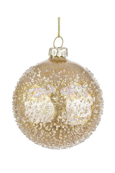 Bizzotto Set of 12 Golden Glass Ornaments Saturn 8 cm