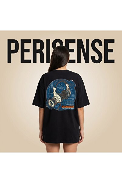 YRN COLLECTION سماعات رأس للجنسين BLUEPRINT مطبوع تي شيرت مصنوع من القطن المم...