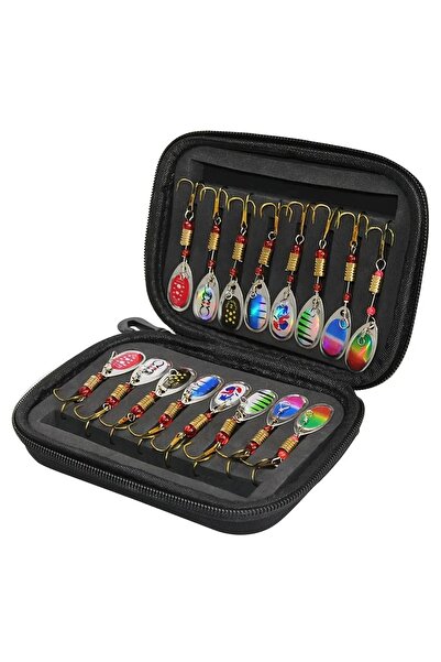 YENİTECH Profesyonel Balık Yem Seti 16 Parça Çantalı Metal Döner Yapay Yem Se...