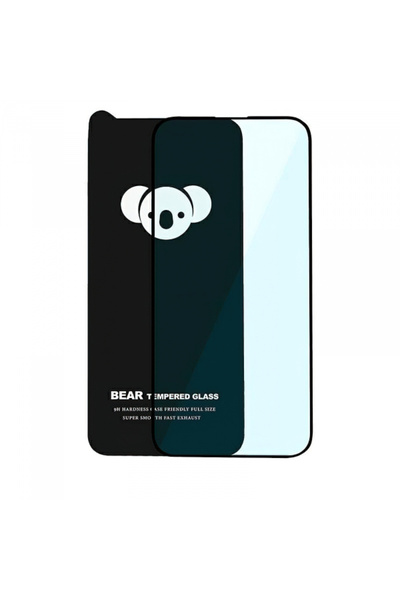 BEAR HD Screen Protector for Apple iPhone 15, Tempered Glass, Full Glue, Black