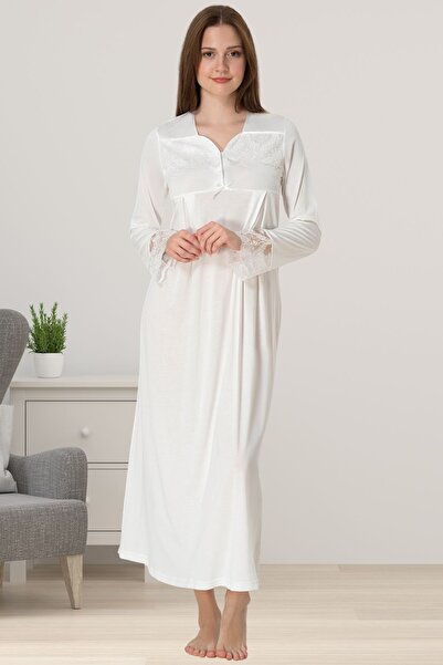ByLohusa Ecru Pregnant Maternity Nightgown
