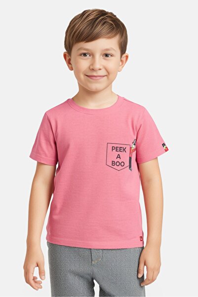 Hamleys تيشيرت قصير الأكمام برقبة دائرية للأولاد الصغار، لون وردي باهت