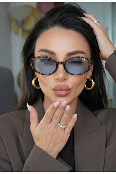 LOOKUP Sunglasses Uv400 Protection Leopard Frame Blue Glass Unisex with Case ...