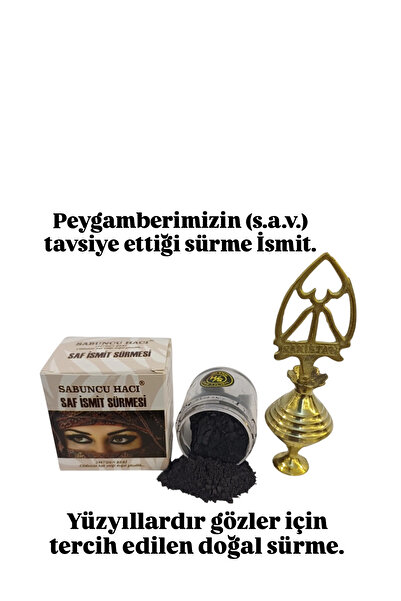 Sabuncu Hacı Saf Ismit Sürmesi tozu ( 30 gr ) + Büyük Boy Pirinç Sürmedanlık ...