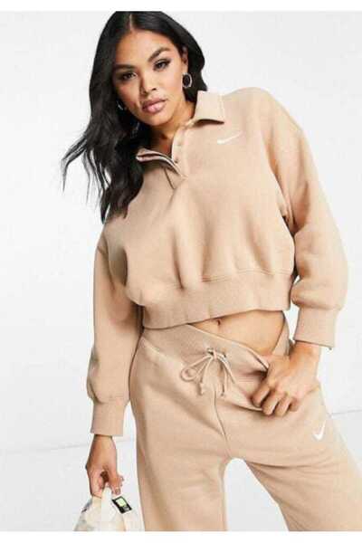 Nike Sportswear Phoenix Fleece Crop 3Q lo Kadın Bej Sweatshirt Melisa Spor