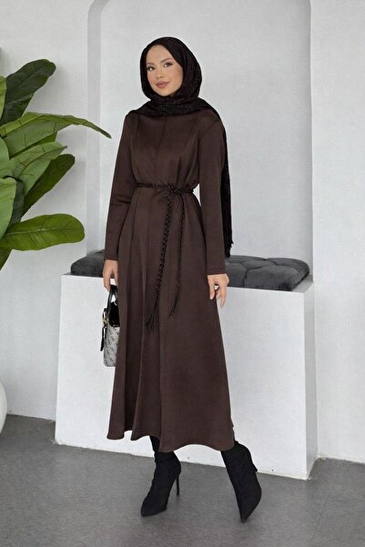 Şulemoda Giyim فستان إلين الغاطس باللون البني