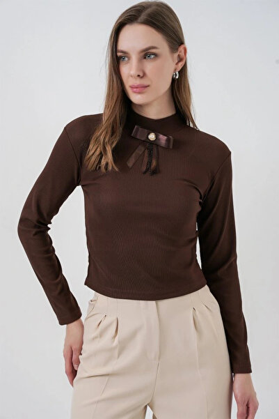 nedo7 Kurdale Detail Long Sleeve Blouse 977 - Brown