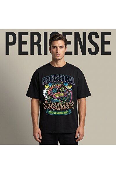 PERISENSE Tricou oversize unisex profesional, imprimat, din bumbac pieptănat ...
