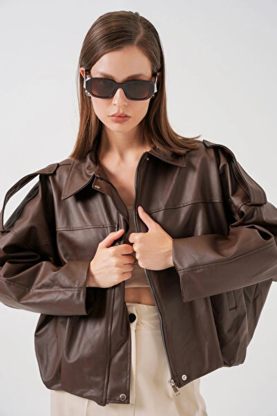 nedo7 Oversized Leather Jacket 1055 - Brown