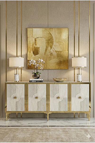 CENEYRA KA1526BTG PEGA150 KONSOL, KAHVE KÖŞESİ, TV SEHPASI VE DOLAP BEYAZ-TRA...