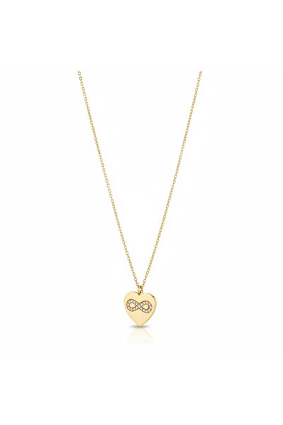 HOBİSY GIFT SHOP Gift for Lover Heart and Infinity Necklace with Zircon Stone...