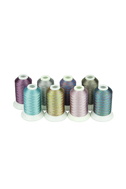 Simthread Embroidery Thread Set 8 Spools - 500 m, Metallic Colors Bohemia