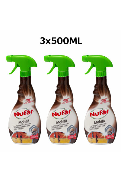 Nufar Furniture Cleaning Solution Wooden Furniture, Antistatic Effect 3 X 500 ML