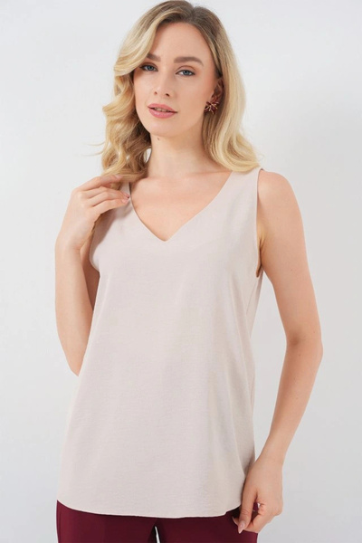 nedo7 V Neck Zero Sleeve Blouse 950 - Cream