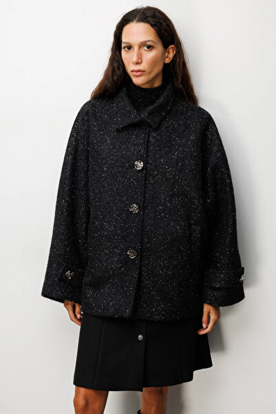 Ekol Yarasa Kol Simli Kaşe Kaban 6091