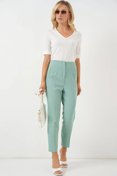 nedo7 6650 High Waist Fabric Trousers - Mint