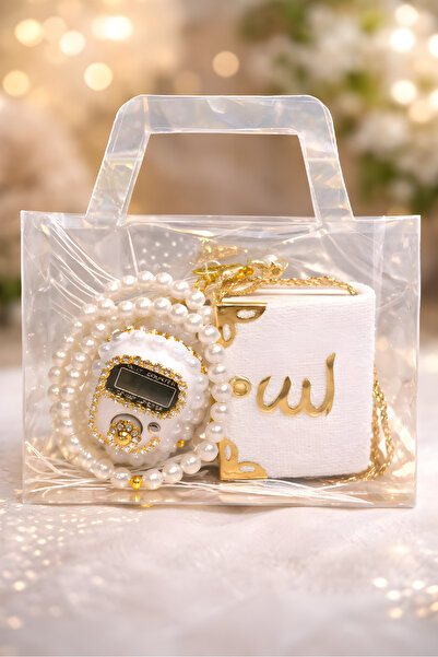 PIRISA 10 Pieces of Micro Quran, Stone Zikirmatik, and Pearl Prayer Beads Set...