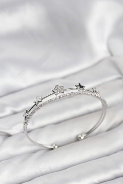 Skygo سوار نسائي من النحاس الفضي موديل ستار - TJ-BB8248