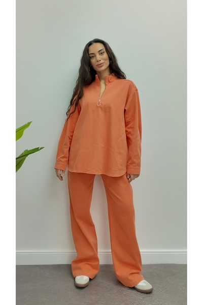 CurcunaShop Women's Gabardine Half Zipper Suit