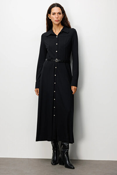 Ekol Beli Kemerli Maxi Elbise 4029