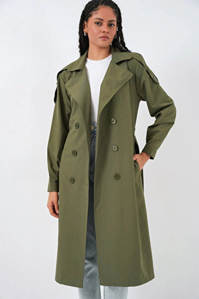 nedo7 Double-Breasted Collar Trench Coat 5978 - Khaki