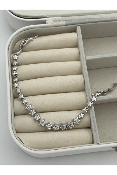 ParlaTakıAksesuar Vip Çelik Taşlı Yıldız Bileklik Gümüş Renk