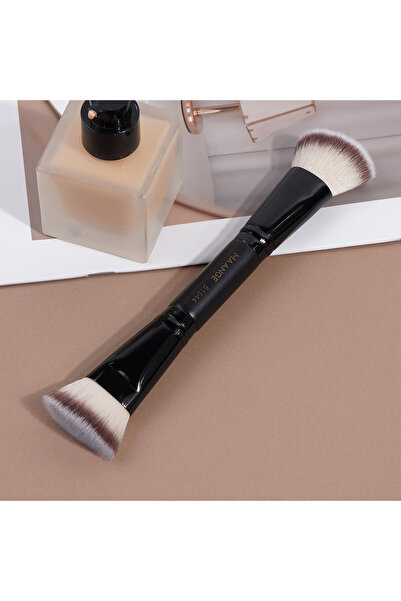 Choice3 فرشاة مكياج مزدوج الرأس من MAANGE، لون أسود مشمشي، 2 في 1، مسطحة/مائل...