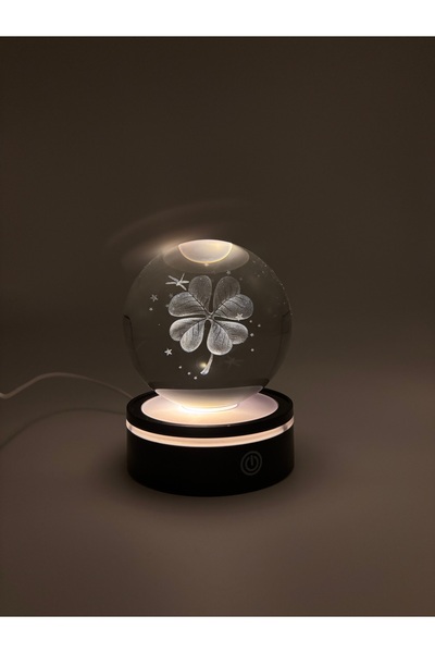 GIFT Yonca Tasarımlı Renk Değiştiren USB’li Dönen Cam Küre