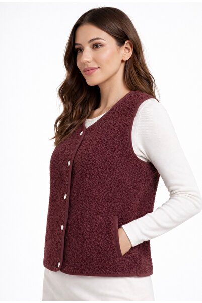 SHEBARA YUVARLAK YAKA CEPLİ KUZU YELEK