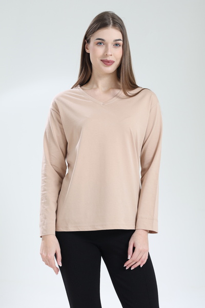 Tight Lady Smoked 100% Organic Cotton V-Neck Soft Textured Regular Fit Comfor...