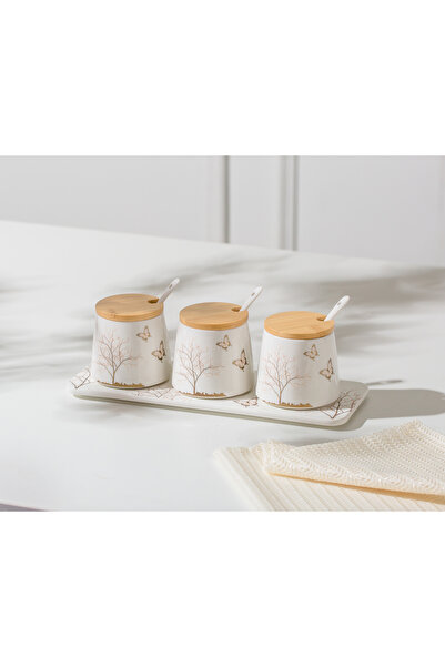 Malooki Set of 3 Porcelain Spice Containers, Bamboo Lids and Tray - Lifetree ...