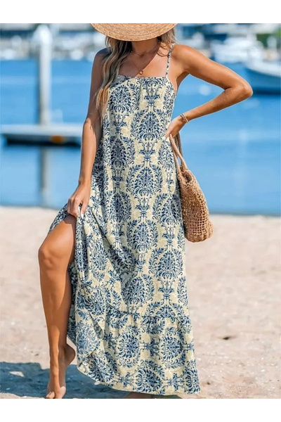 nedo7 Women's patterned ruffled supreme dress with string straps