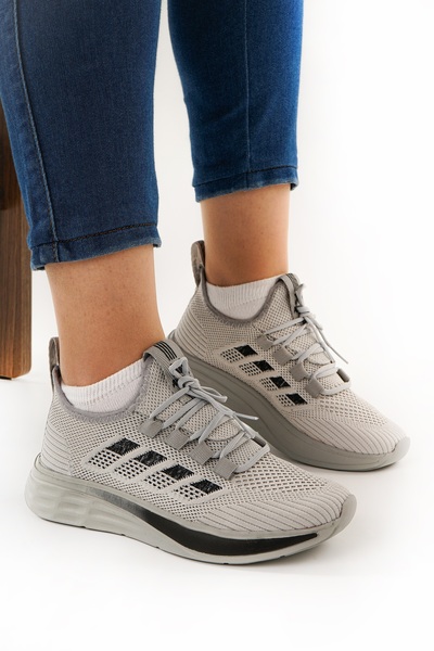 Babetty Unisex Orthopedic Light Sole Striped Detail Lace-Up Knitwear Casual S...