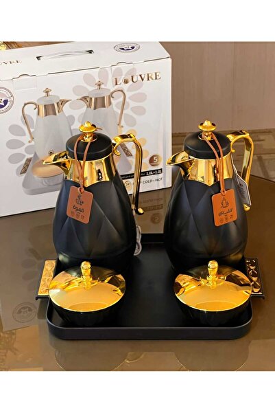 Generic A tea and coffee thermos set from the Louvre brand, featuring a moder...