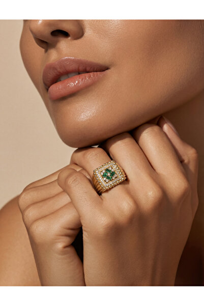 Çelikoğlu Kuyumculuk 14 AYAR ALTIN YEŞİL TAŞLI YÜZÜK 4,23 GR