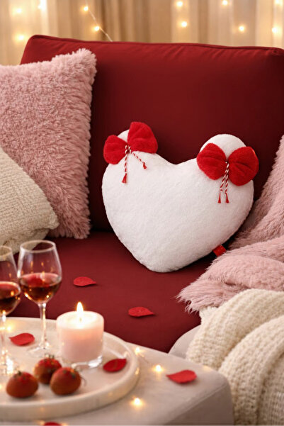 Türkühome Valentine's Day Special Heart-Shaped Decorative Throw Pillow |   Wi...