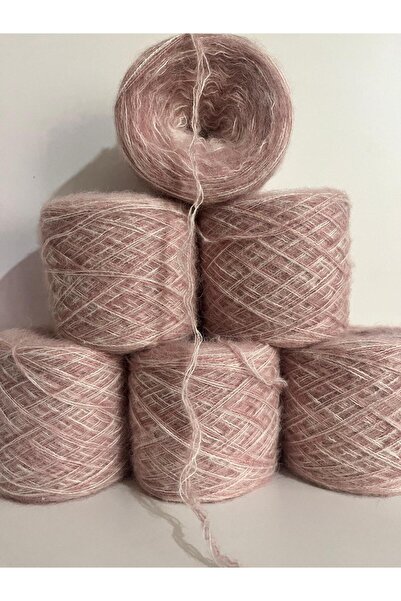 İPEK YÜN İPLİK DÜNYASI Angora Knitting Yarn (Dusty Rose, White) Mix 100Gr