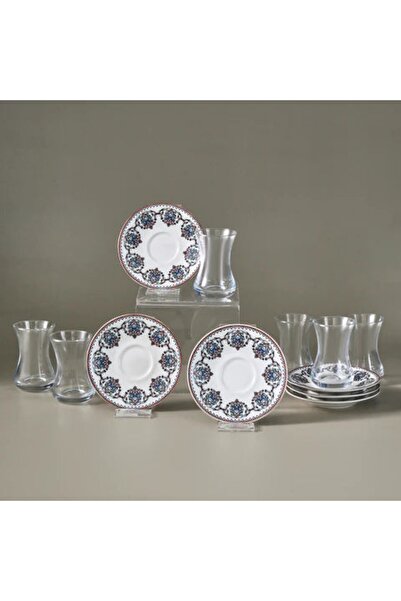 Karaca Nakkas 12-teiliges Türkisches Teeset aus Bone China für 6 Personen, 13...