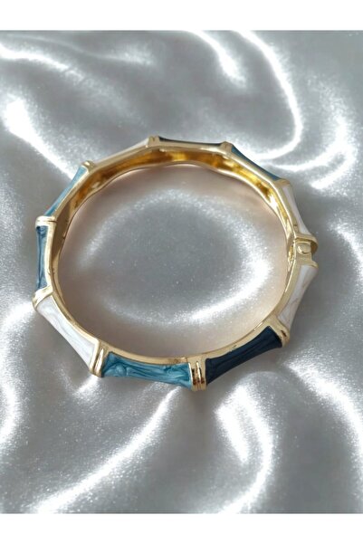 NO BRAND Mineli Renkli Kelepçe Bileklik Lacivert-Mavi-Krem